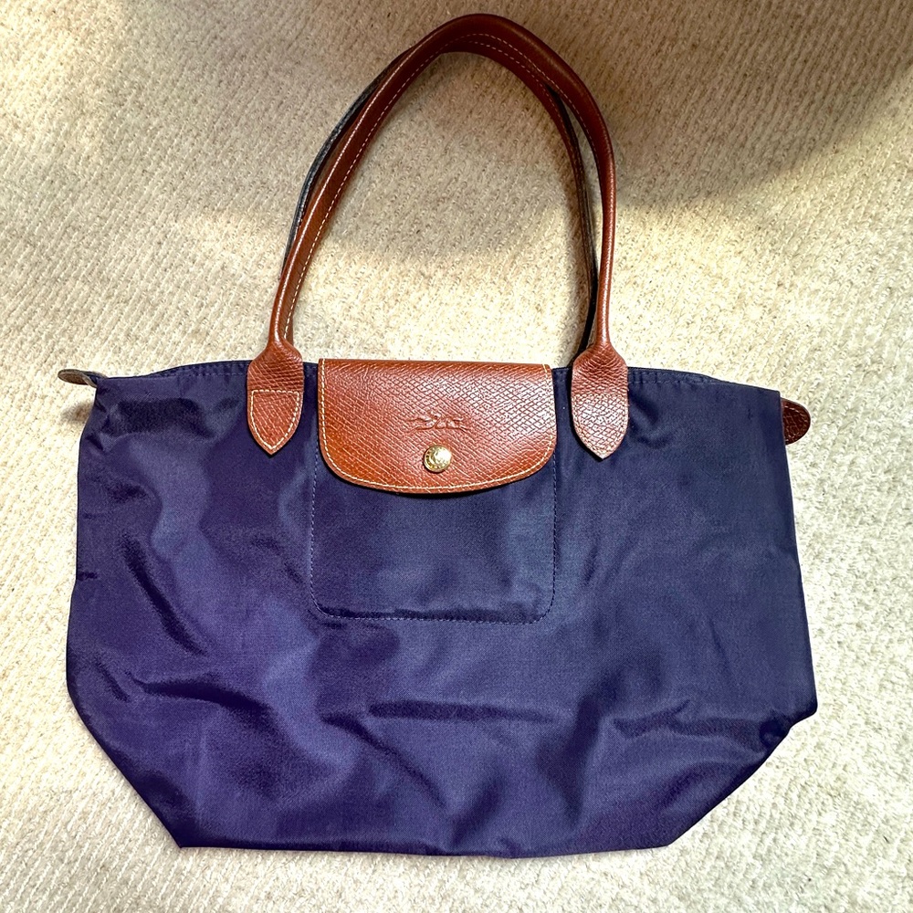Longchamp Le Pliage Original, eggplant purple, medium w/ long handles